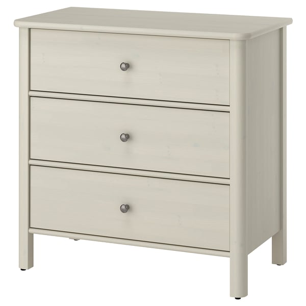 STOREMOLLA 3-drawer dresser, light grey-beige stained, 36 5/8x19 5/8x35 7/8 "