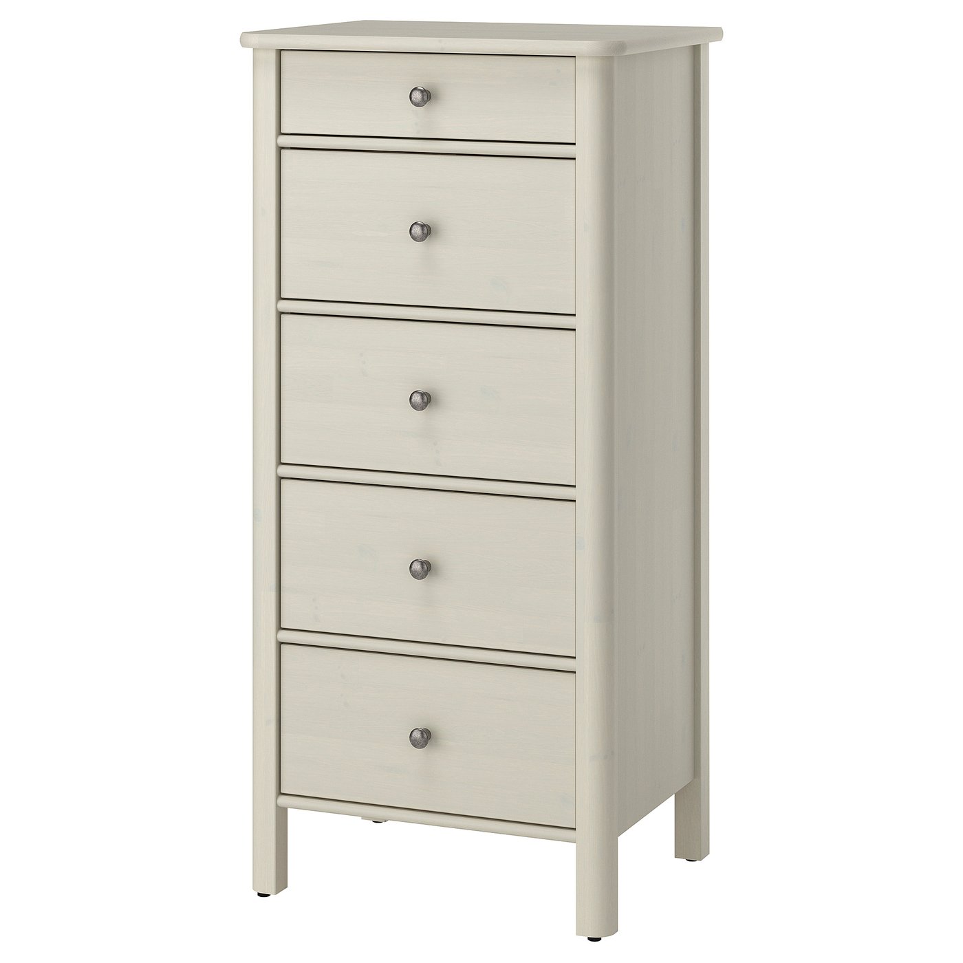 5-Drawer Dresser, Light Grey-Beige Stained