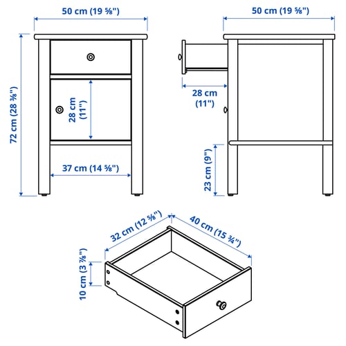 Illustration with measurements for the product: STOREMOLLA.
