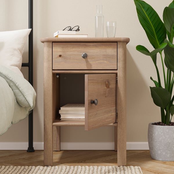 STOREMOLLA Nightstand, gray-brown stained, 19 5/8x19 5/8x28 3/8 "