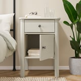STOREMOLLA Nightstand, light grey-beige stained, 19 5/8x19 5/8x28 3/8 "
