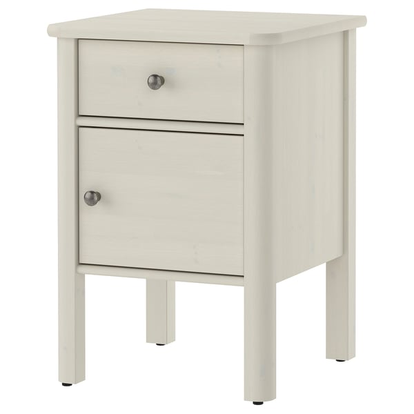 STOREMOLLA Nightstand, light grey-beige stained, 19 5/8x19 5/8x28 3/8 "