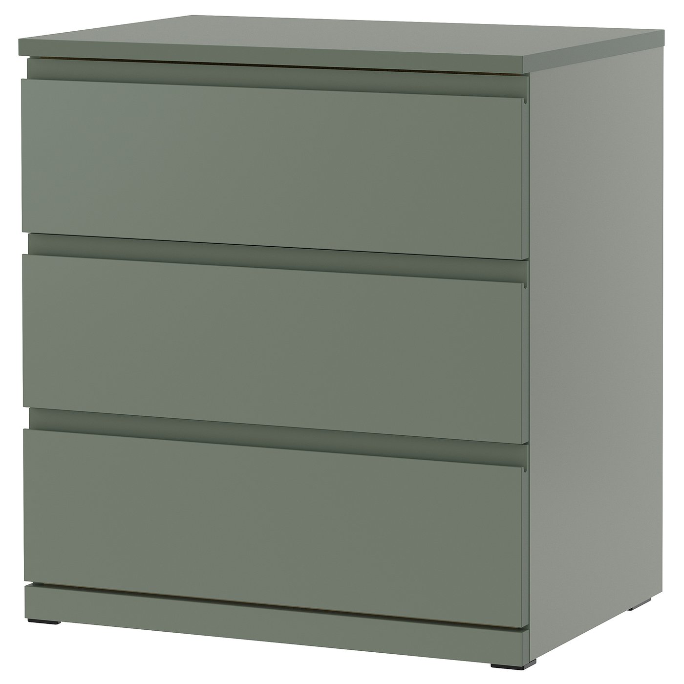 STORKLINTA 3-drawer dresser, gray/green/anchor/unlock function