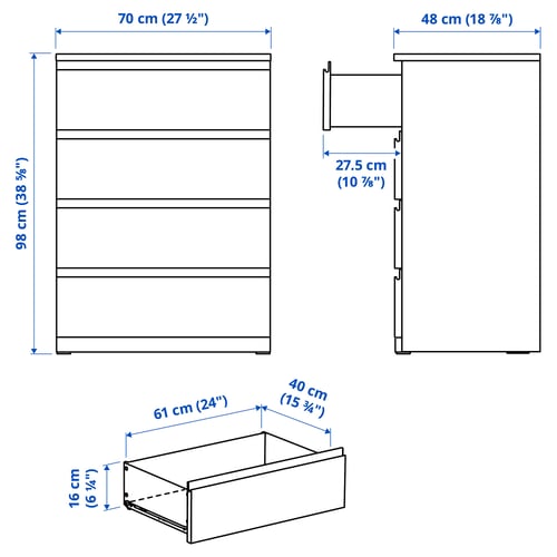 Illustration with measurements for the product: STORKLINTA.