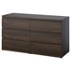 Option: STORKLINTA 6-drawer dresser, dark brown/oak effect anchor/unlock function, 55 1/8x18 7/8x29 1/2 "