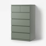 STORKLINTA 6-drawer dresser, gray/green/anchor/unlock function, 271/2x187/8x471/4