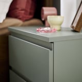 STORKLINTA Nightstand, gray/green/with 2 drawers, 19 5/8x18 7/8x20 7/8 "