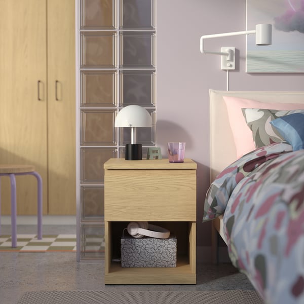 STORKLINTA Nightstand, oak effect/with 1 drawer, 15 3/4x18 7/8x20 7/8 "