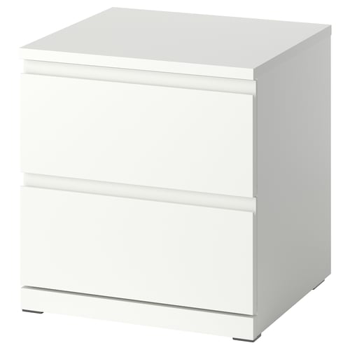 STORKLINTA Nightstand, white/with 2 drawers, 19 5/8x18 7/8x20 7/8 "