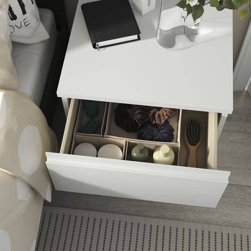 STORKLINTA Nightstand, white/with 2 drawers, 19 5/8x18 7/8x20 7/8 "