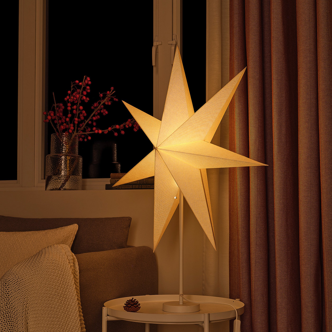 STRÅLA lamp shade, linen/beige, 28