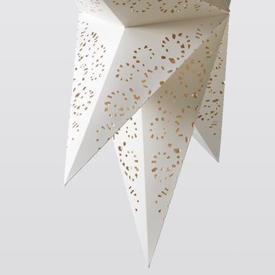 STRÅLA Lamp shade, paper star/lace white, 35 "