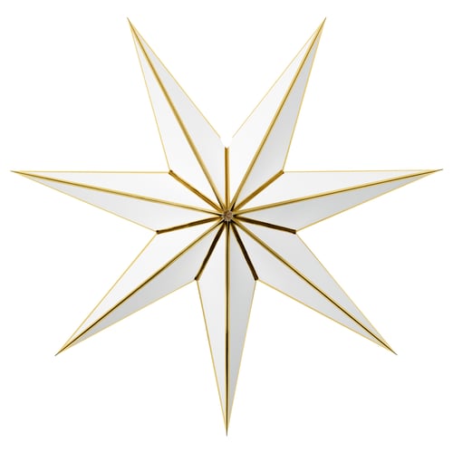 STRÅLA star lamp: golden framed white paper star.