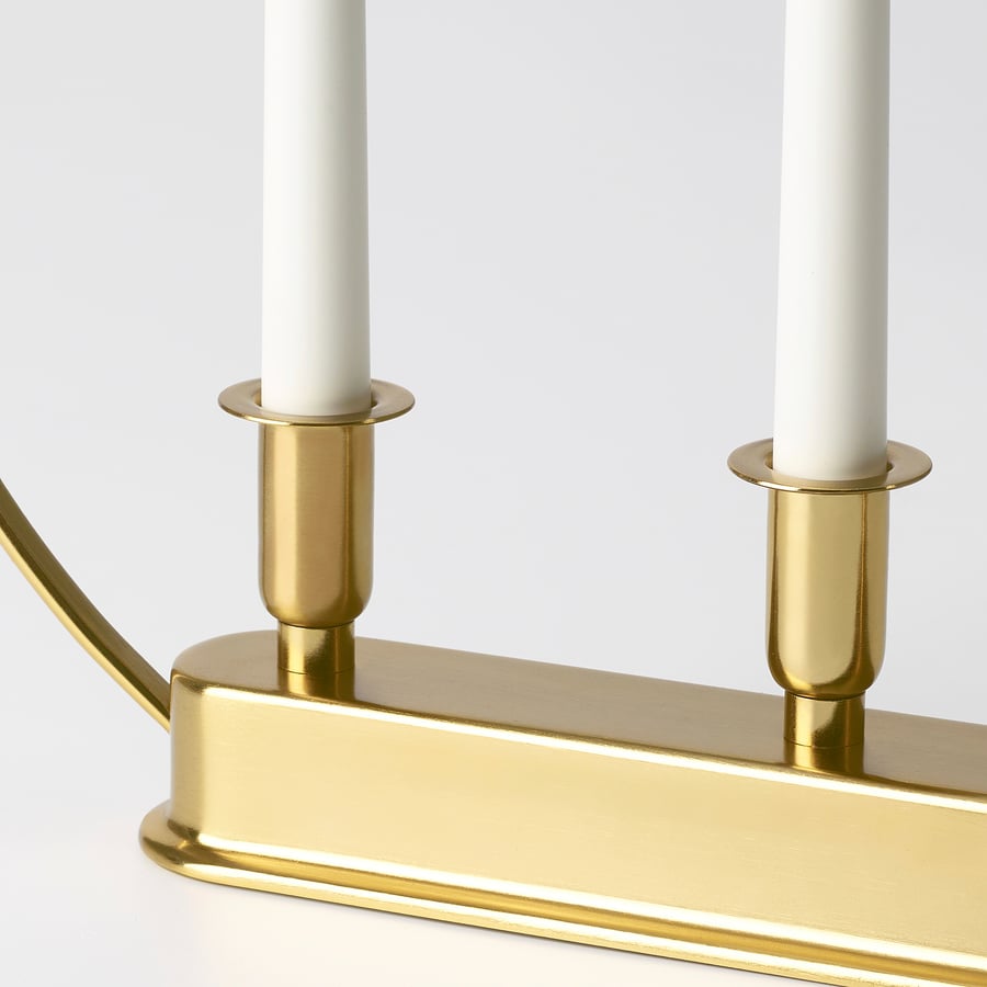 STRÅLA LED 3armed candelabra, circle/battery operated brass color, 97/