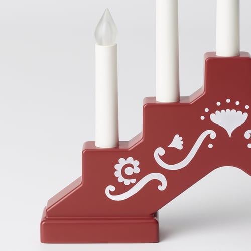 STRÅLA LED 5arm candelabra, battery operated/mini red IKEA