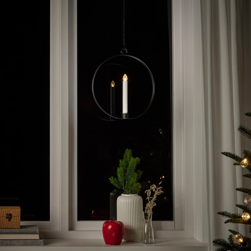 STRÅLA LED candelabra, circle/battery operated, 13" IKEA