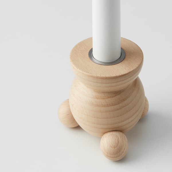 STRÅLA LED candle holder, batteryoperated, beech IKEA