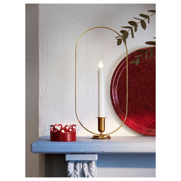 STRÅLA LED candle holder, batteryoperated, oval brass color, 141/8" IKEA