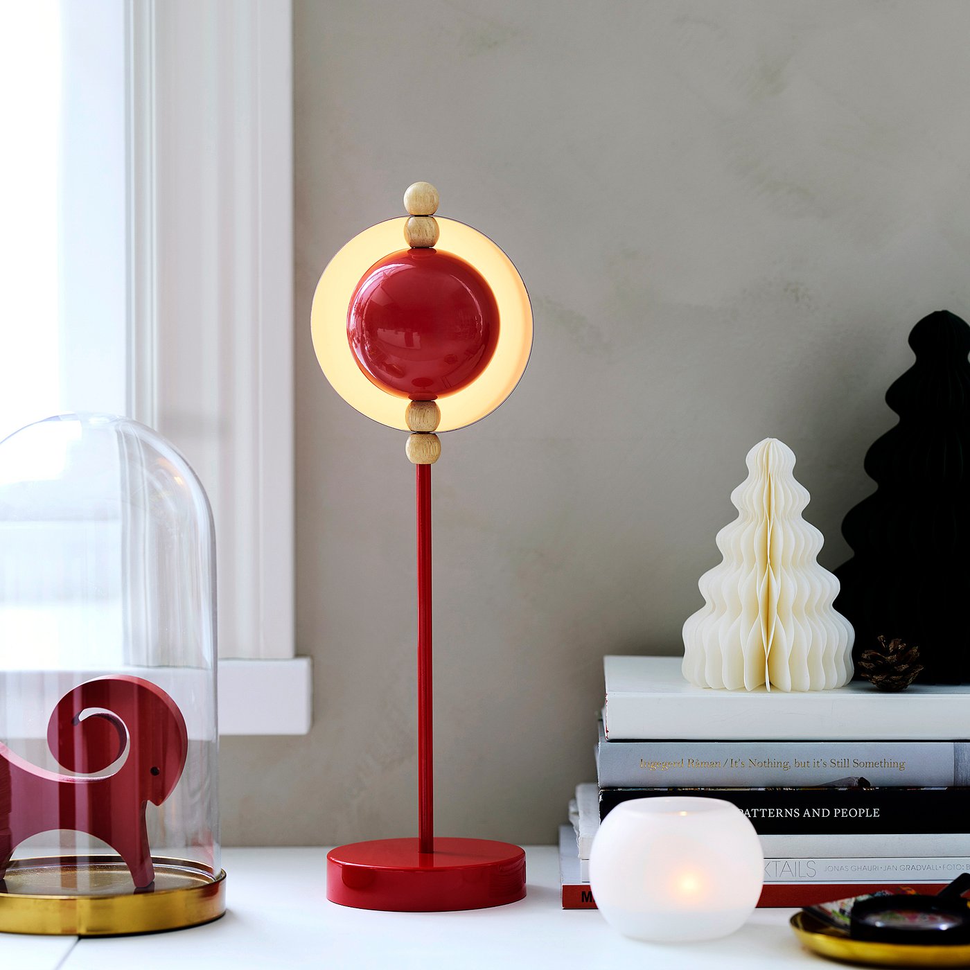 STRÅLA LED decorative table lamp, metal battery operated/red - IKEA