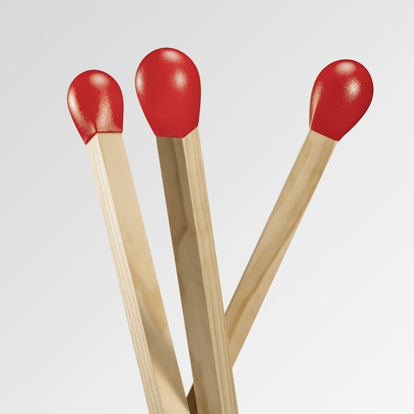STRÅLA LED floor lamp, matchstick-shaped wood