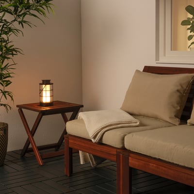STRÅLA LED lantern, outdoor/battery operated black