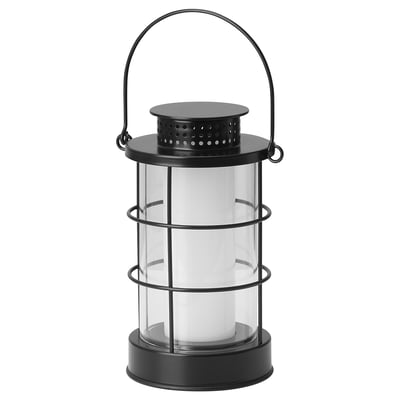 STRÅLA LED lantern, outdoor/battery operated black