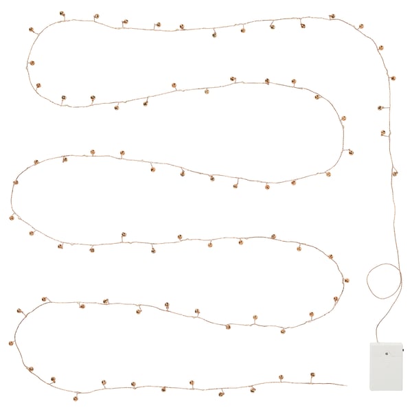 STRÅLA LED lighting chain, bell-shaped battery operated/brass color, 14 ' 9 "