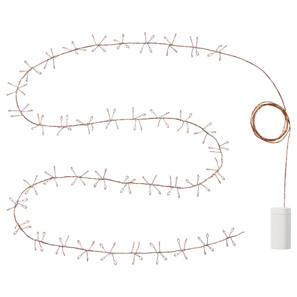 STRÅLA LED string light with 160 lights, battery operated mini/copper color