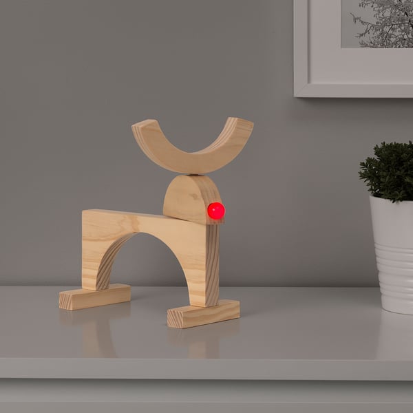 STRÅLA LED table decoration, battery operated/reindeer