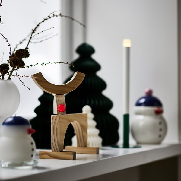 STRÅLA LED table decoration, battery operated/reindeer
