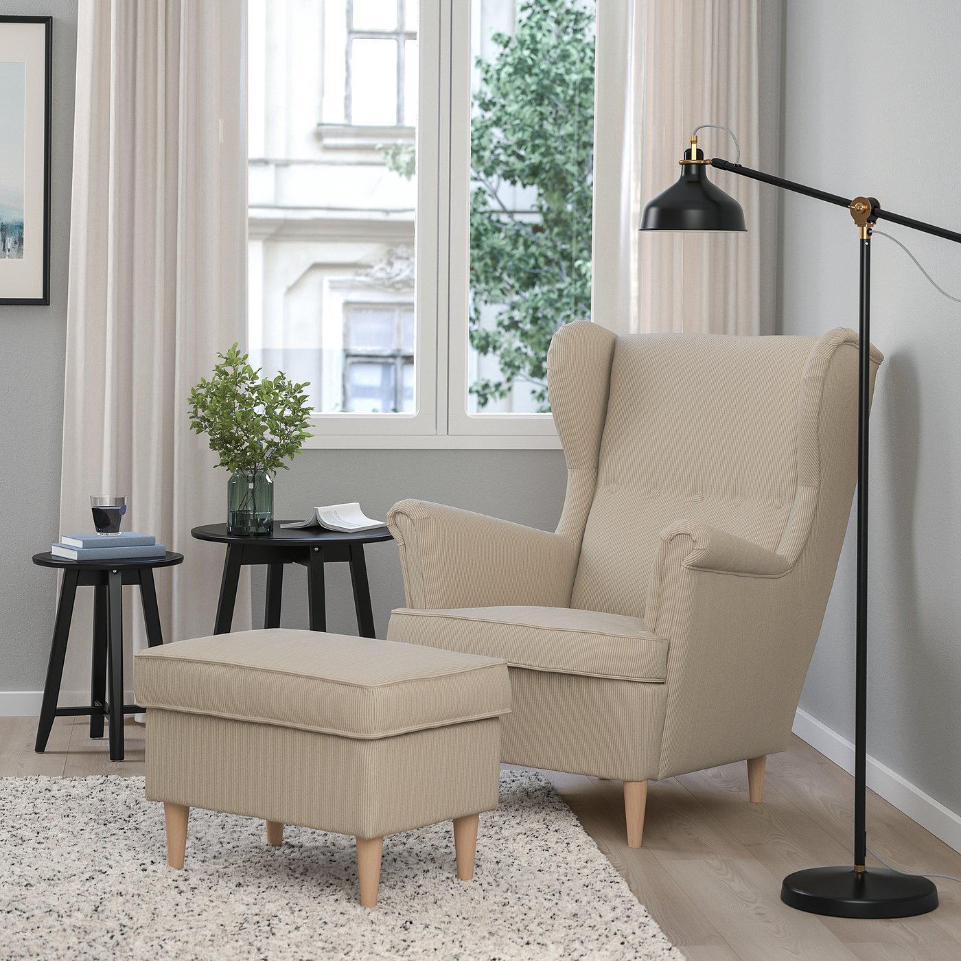STRANDMON Armchair And Ottoman Kelinge Beige IKEA STRANDMON Armchair And Ottoman Kelinge Beige IKEA