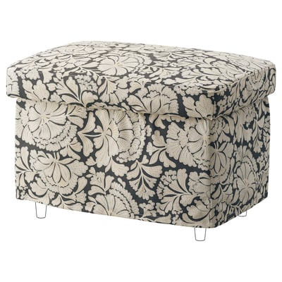 STRANDMON Slipcover for ottoman, Ribersborg dark grey/beige