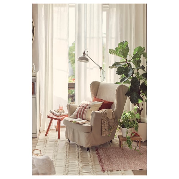 STRANDMON slipcover for wing chair, Risane natural IKEA
