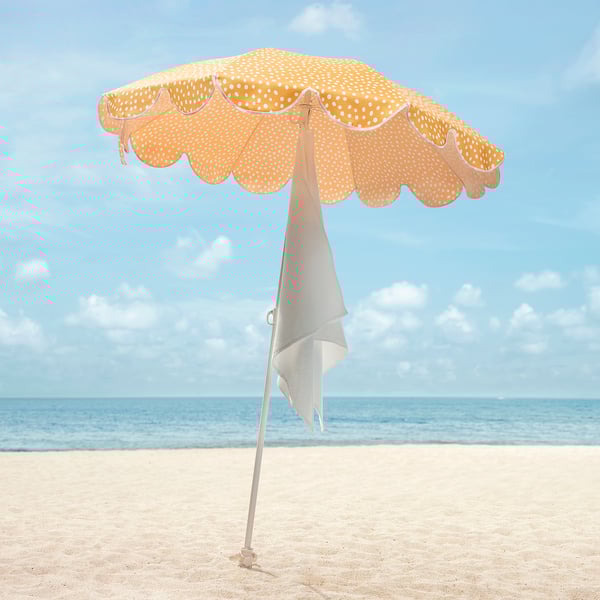 STRANDÖN Umbrella, yellow/white dotted, 55 1/8 "