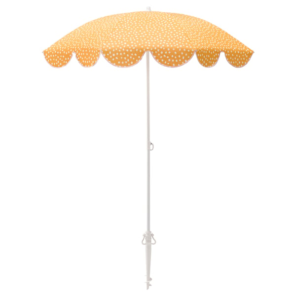 STRANDÖN Umbrella, yellow/white dotted, 55 1/8 "