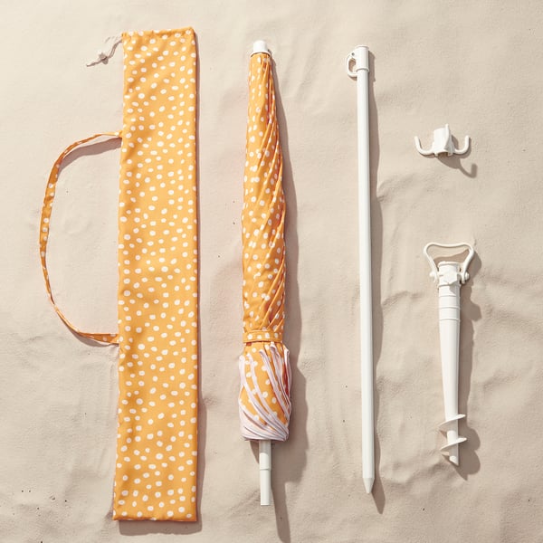 STRANDÖN Umbrella, yellow/white dotted, 55 1/8 "