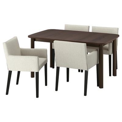 STRANDTORP / MÅRENÄS Table and 4 chairs, brown/Gunnared beige black, 59/80 3/4/102 3/8 "