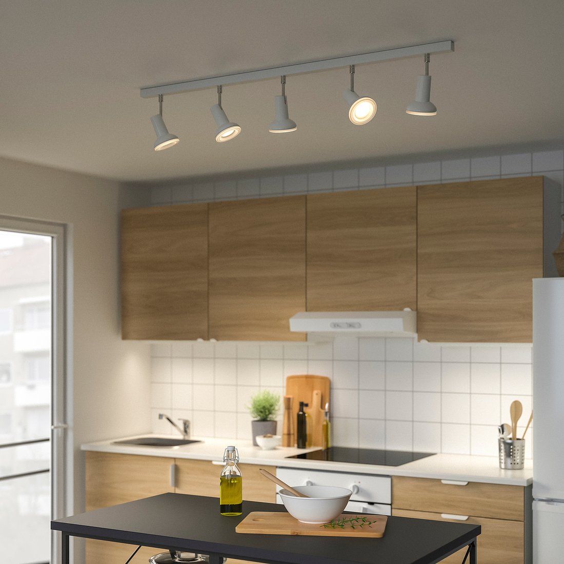 STRATOSFÄR Ceiling light with 5 spotlights, white/chrome plated IKEA