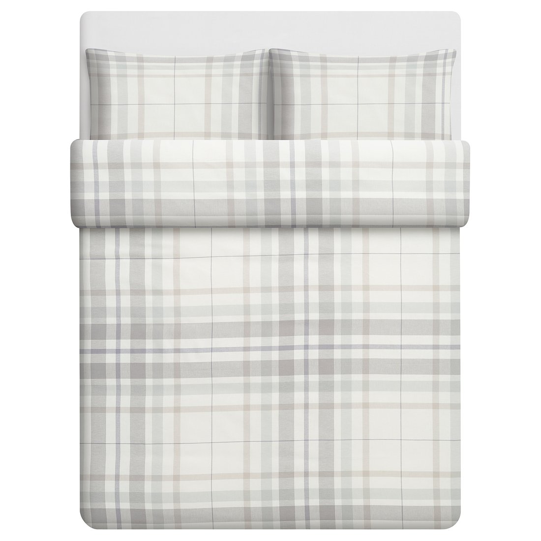 STRIMKLÖVER Duvet cover and pillowcase(s) gray/beige check IKEA