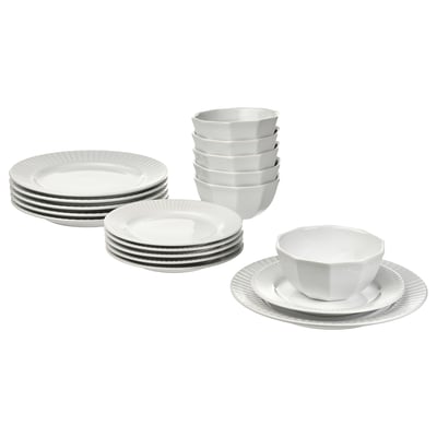 STRIMMIG 18-piece dinnerware set, white