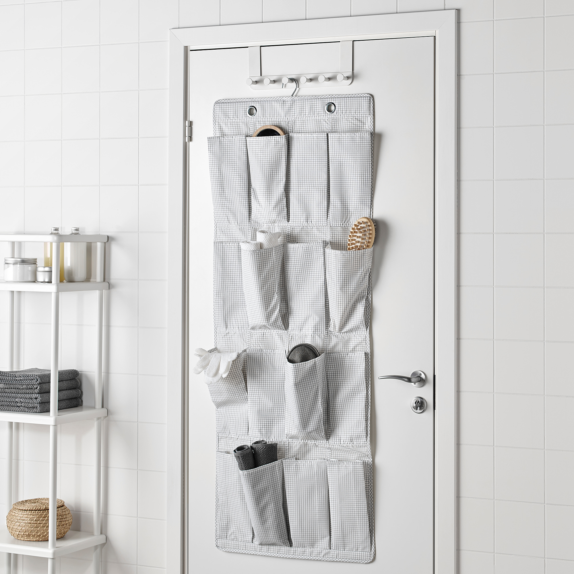 STUK Hanging shoe organizer w/16 pockets, white/gray, 20 1/8x55 1/8" IKEA