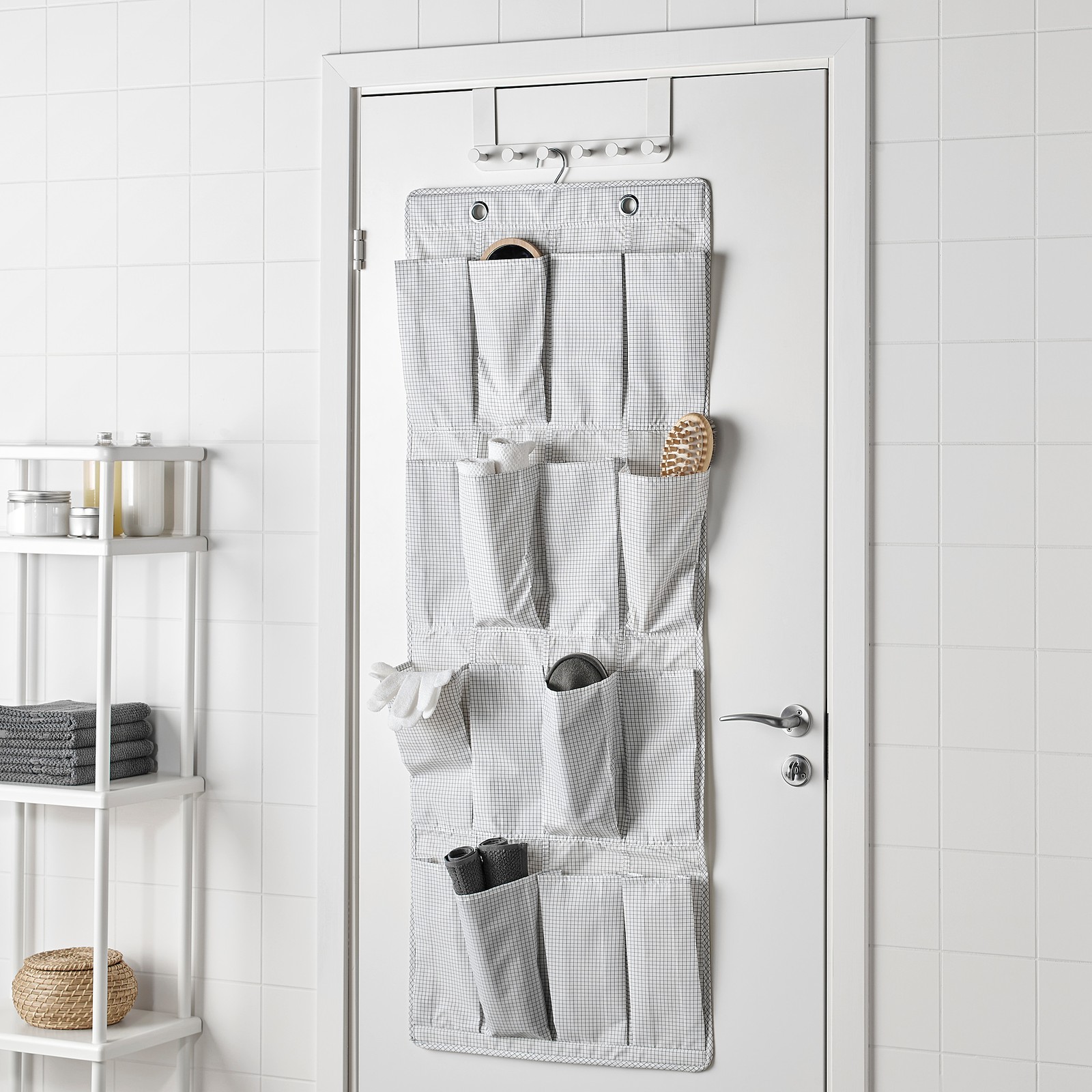 STUK Hanging shoe organizer w/16 pockets, white/gray, 20 1/8x55 1/8" IKEA