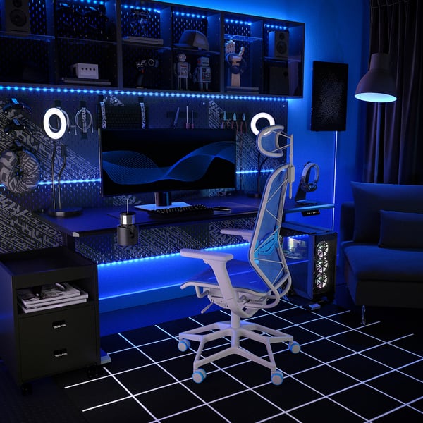 STYRSPEL Gaming chair, blue/light gray