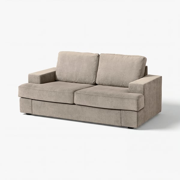 Modern beige sofa, SUNDBRON, with plush cushions and clean lines, perfect for relaxation.