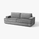 SUNDBRON grey sofa, modern style, soft cushions, chenille fabric, rectangular shape, high back.