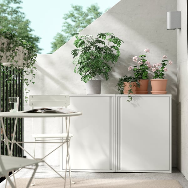 SUNDSÖ Cabinet, off-white outdoor/indoor, 23 5/8x13 3/4x33 7/8 "