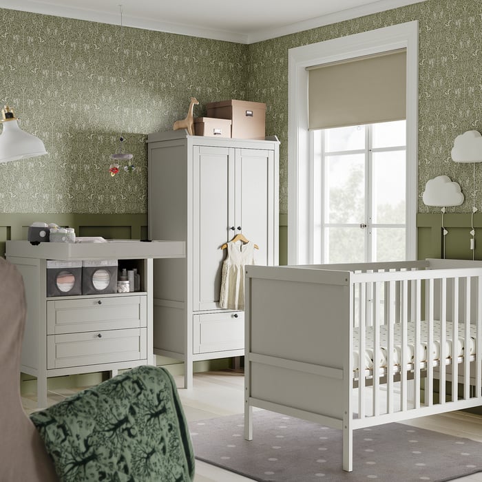 SUNDVIK Crib, gray, 271/2x52" IKEA