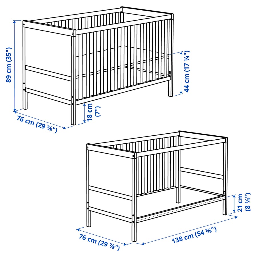 SUNDVIK Crib, white, 27 1/2x52" IKEA