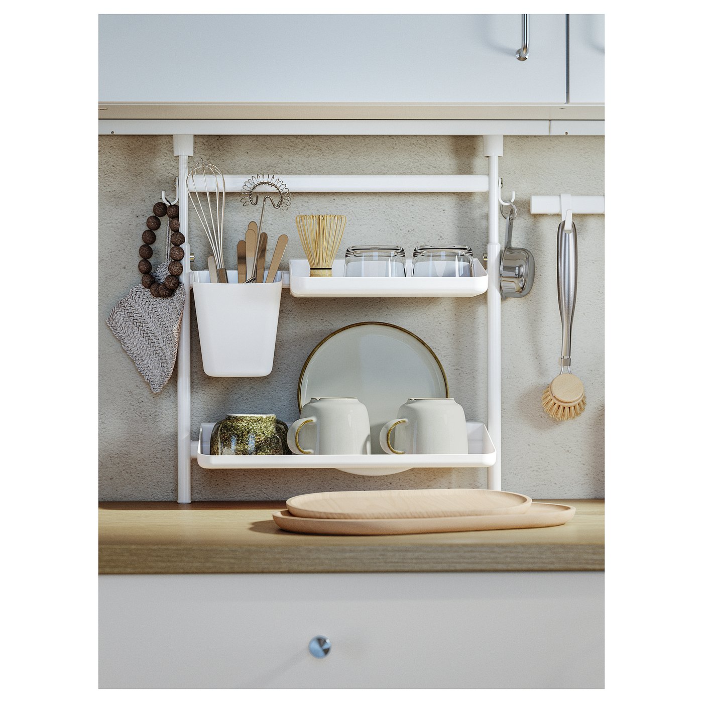 SUNNERSTA kitchen organizer set, no drill/shelf/dish drainer