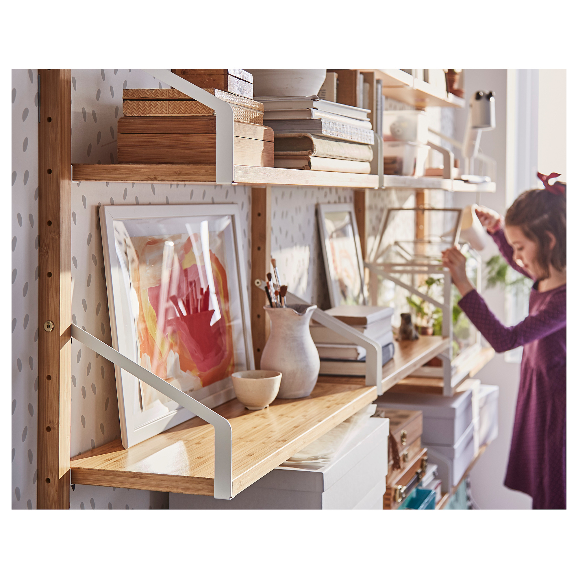 SVALNÄS Wallmounted shelf combination, bamboo, 76x9 7/8x69 1/4" IKEA